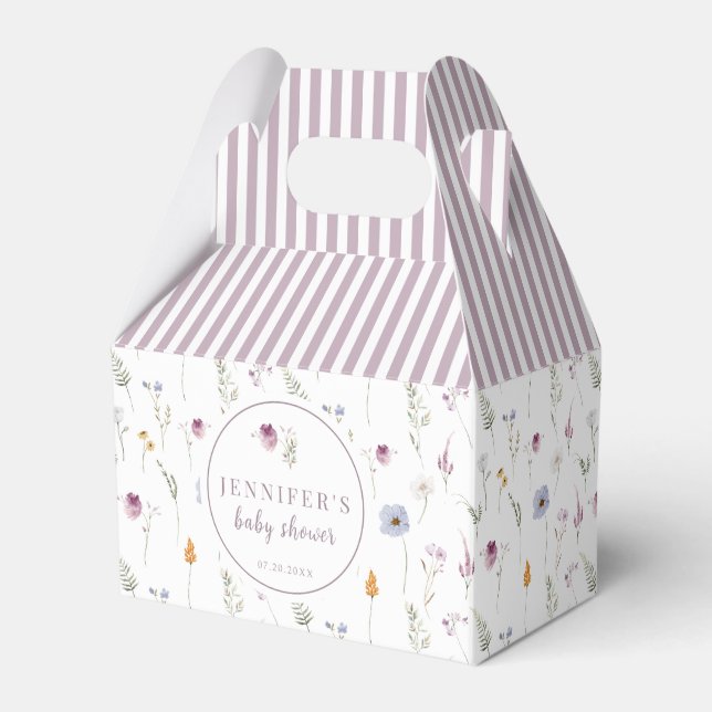Lavender wildflowers baby shower candy favour boxe box (Front Side)