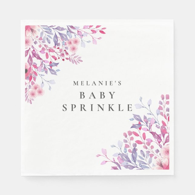 Lavender Wildflowers Floral Baby Sprinkle / Shower Napkin (Front)
