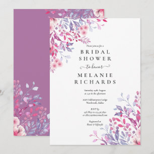 Lavender Wildflowers Floral Bridal Shower Invitation