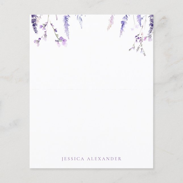 Lavender Wildflowers Personalized Stationery (Front)
