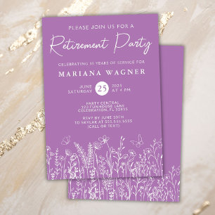 Lavender Wildflowers Retirement Party Invitation