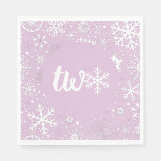 Lavender Winter Second Birthday Snowflake  Napkin