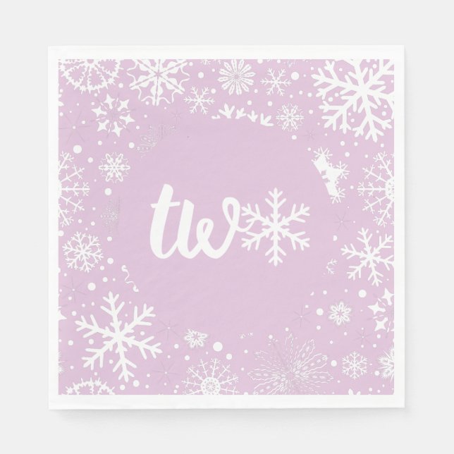 Lavender Winter Second Birthday Snowflake  Napkin (Front)