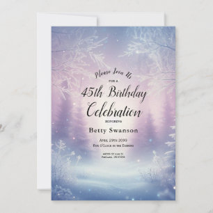 Lavender Winter Snowfall Custom Year Birthday Invitation