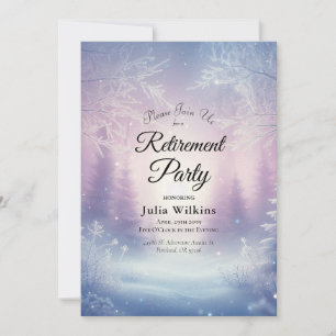 Lavender Winter Snowfall Retirement Party Invitation