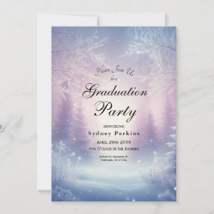 Lavender Winter Snowfall Serenade Graduation Invitation