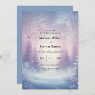 Lavender Winter Snowfall Serenade Wedding Invitation