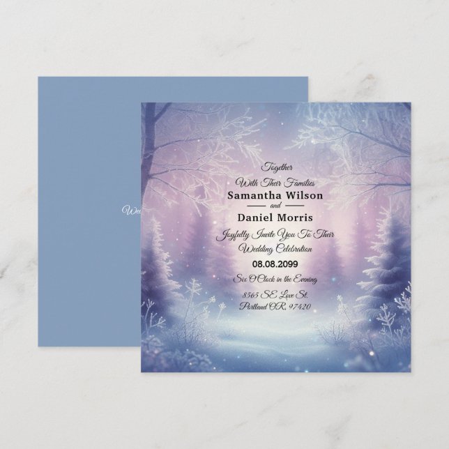 Lavender Winter Snowfall Serenade Wedding Invitation (Front/Back)