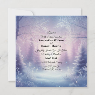 Lavender Winter Snowfall Serenade Wedding Invitation