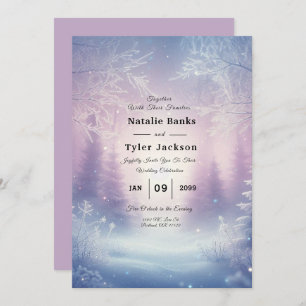 Lavender Winter Snowfall Serenade Wedding Invitation