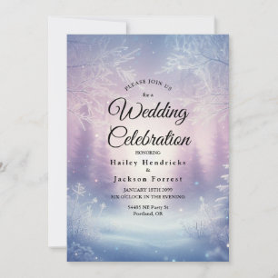 Lavender Winter Snowfall Serenade Wedding Invitation