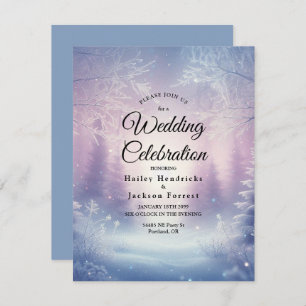 Lavender Winter Snowfall Serenade Wedding Invitation