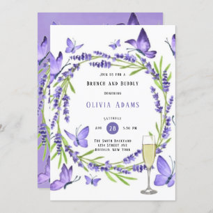 Lavender Wisteria & Butterflies Brunch & Bubbly In Invitation