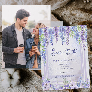 Lavender Wisteria Floral Arch Photo Save the Date  Announcement Postcard