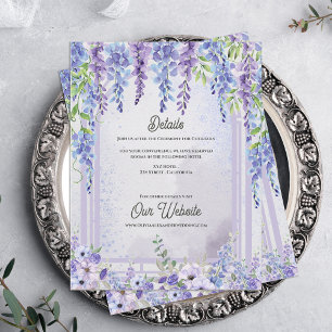 Lavender Wisteria Floral Arch Wedding Details Enclosure Card