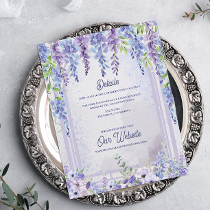 Lavender Wisteria Floral Arch Wedding Details Enclosure Card