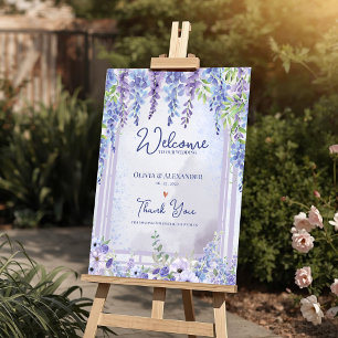 Lavender Wisteria Floral Arch Wedding Welcome Poster