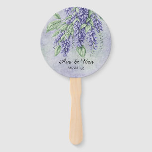 Lavender Wisteria Flowers Marble Wedding Hand Fan
