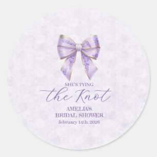 Lavender Wisteria Ribbon – Japanese-Inspired Classic Round Sticker