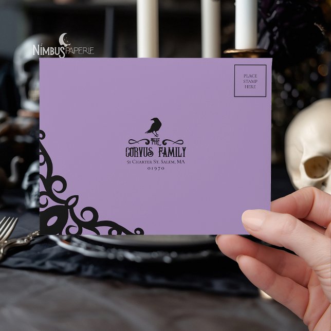 Lavender Witchy Halloween RSVP Card Envelope (Creator Uploaded)