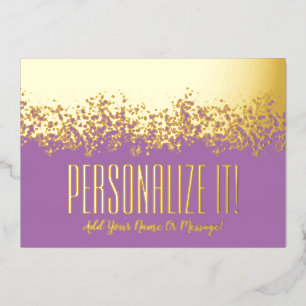 Lavender With Gold Foil Glitzy Border Card