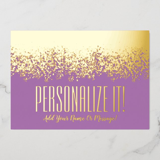 Lavender With Gold Foil Glitzy Border Card (Front)