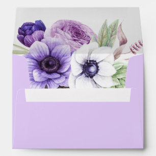 Lavender with Purple Lavender and White Floral Ins Envelope