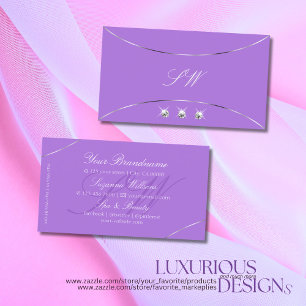 Lavender with Silver Decor Diamonds and Monogram Business Card