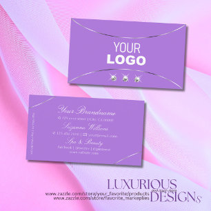 Lavender with Silver Decor Luxe Diamonds and Logo Business Card