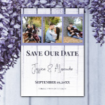 Lavender Wooden Photo Collage Save The Date