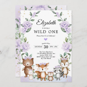 Lavender Woodland Floral Greenery Birthday Invitation