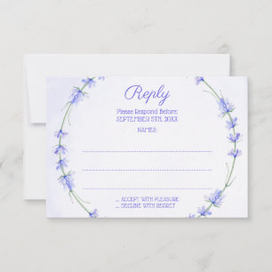 Lavender Wreath Monogram Wedding Reply Cards