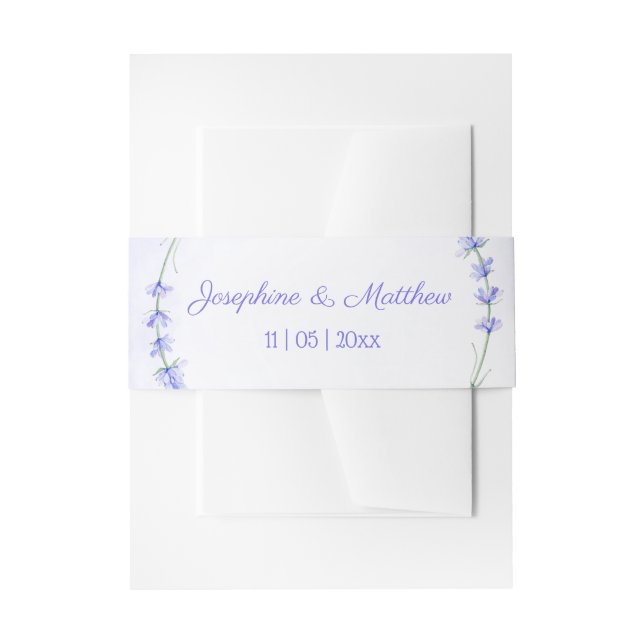Lavender Wreath Personalised Wedding Invitation Belly Band (Front Example)