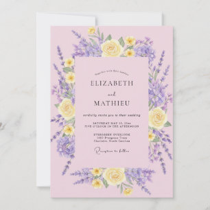 Lavender Yellow Blossom Bloom Wedding Invitation