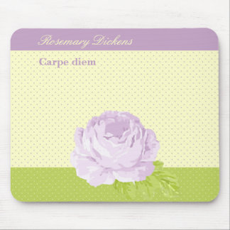 Lavender Yellow Green Polkadots and Rose Mouse Pad