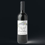 Lavender yellow roses and Eucalyptus  Wine Label<br><div class="desc">An elegant and vintage design featuring eucalyptus,  yellow roses  and lavender painted in romantic watercolor. - customisable for any occasion-</div>