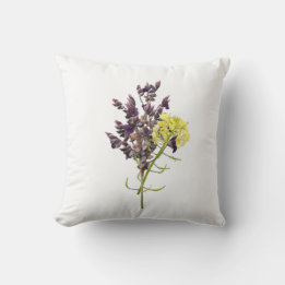 Lavender & Yellow Wildflower Botanical Design Cushion