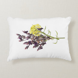 Lavender & Yellow Wildflower Botanical Design Decorative Cushion