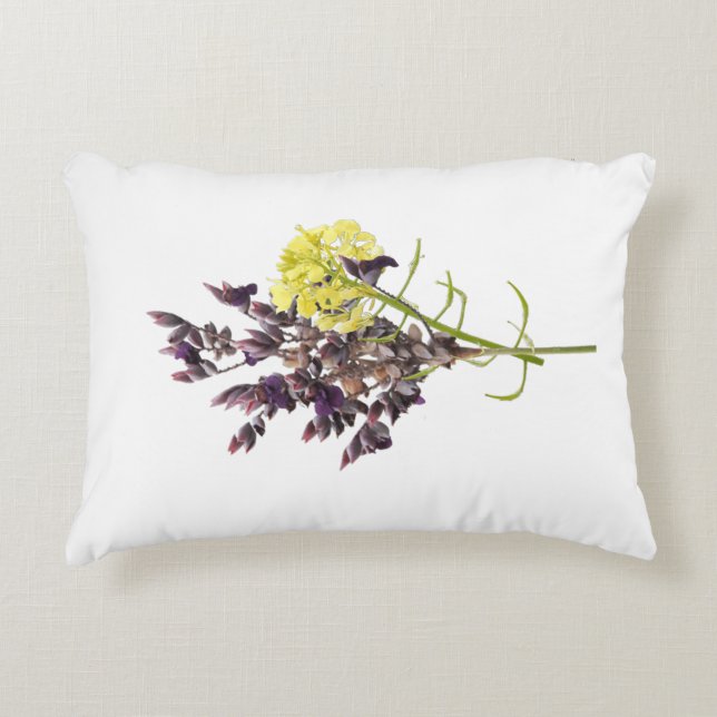 Lavender & Yellow Wildflower Botanical Design Decorative Cushion (Front)