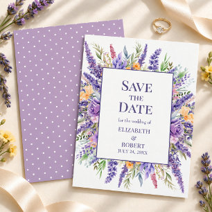 Lavender Yellow Wildflower Save the Date Invitation
