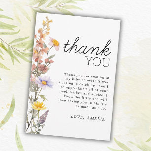 Lavender Yellow Wildflowers Elegant Baby Shower  Thank You Card