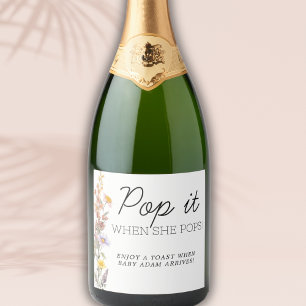 Lavender Yellow Wildflowers Pop It When She Pops Sparkling Wine Label