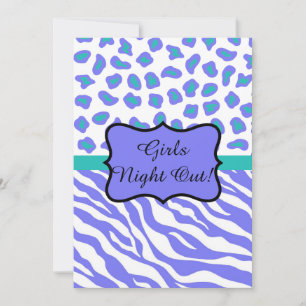 Lavender Zebra Leopard Girls Night Out Invitation