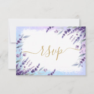 Lavenders And Blue Elegant Floral Watercolor RSVP Card