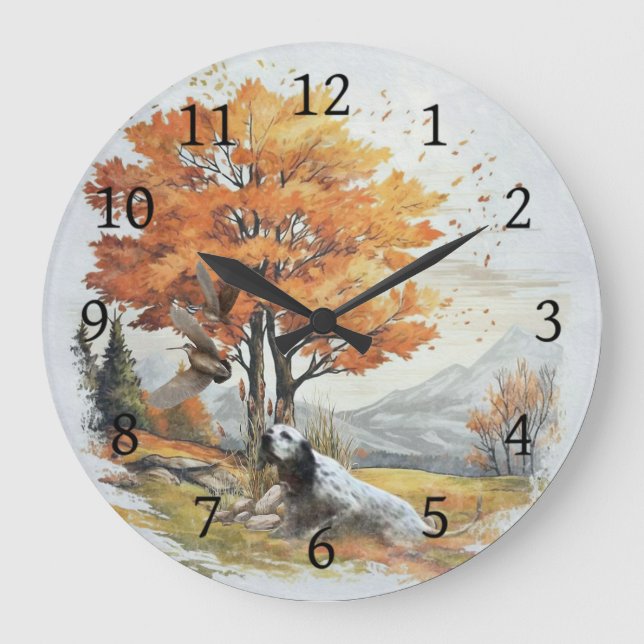 "Laverack" The English Setter hunting Large Clock (Front)