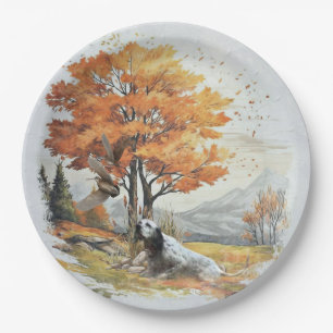 "Laverack" The English Setter hunting Paper Plate