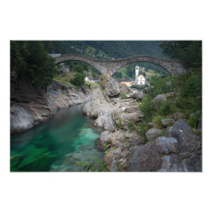 Lavertezzo bridge in Valle Verzasca, Switzerland Photo Print