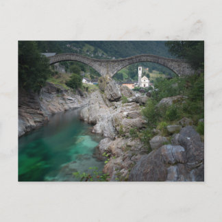 Lavertezzo bridge in Valle Verzasca, Switzerland Postcard