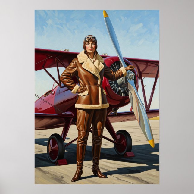L'AVIATRICE (The Aviatrix) - Original Art Deco Art Poster (Front)
