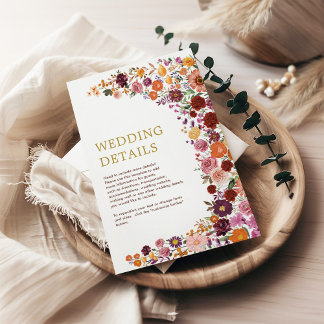 Lavish Autumn Wildflower Meadow Wedding Details Enclosure Card